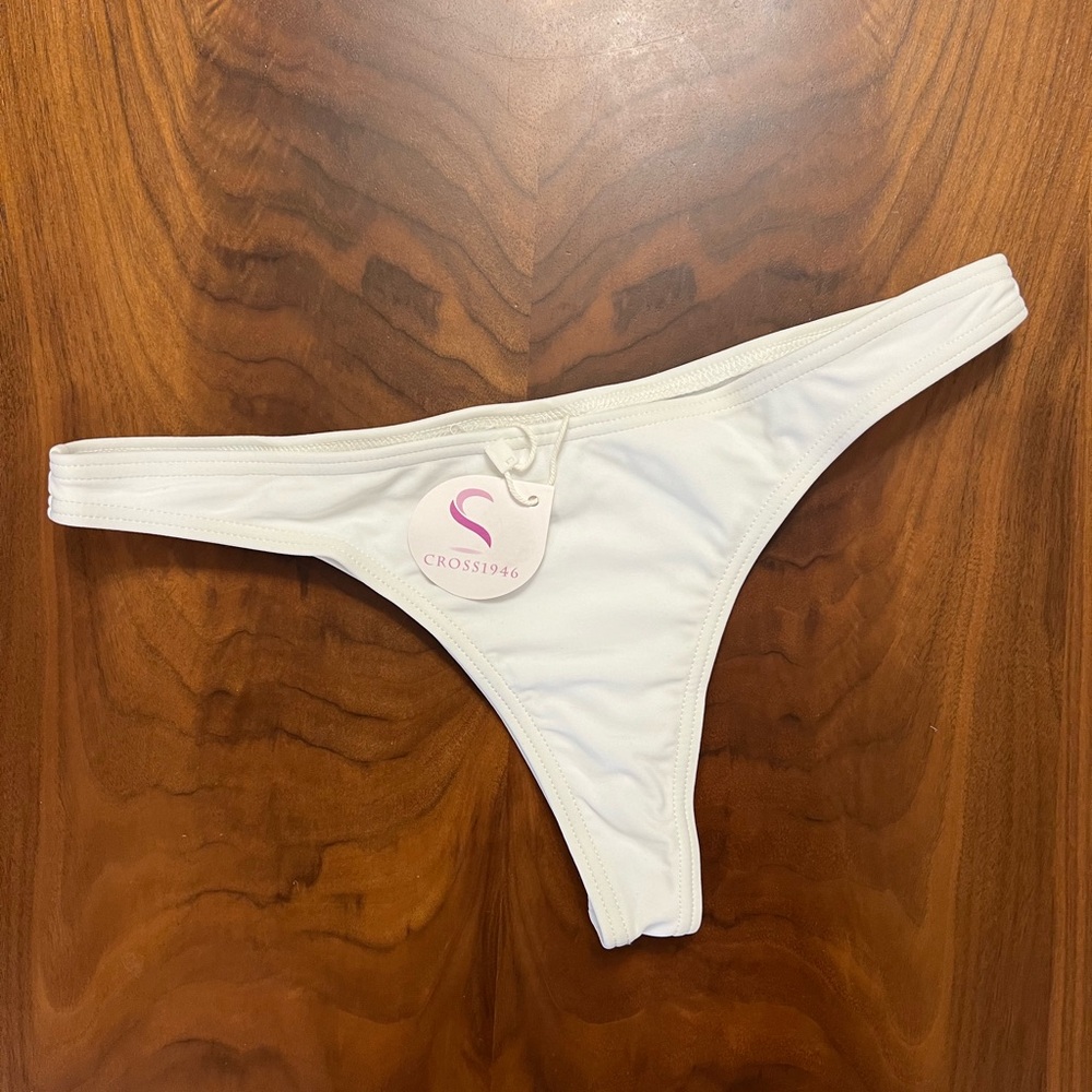 NWT White Brazilian thong swim bottoms separates